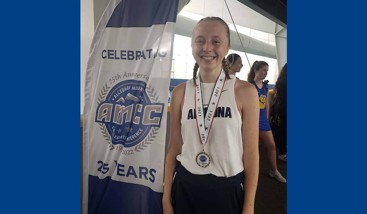 Photo: Junior Jenna Bartlett was named to the AMCC All-Tournament team after Saturday's match.